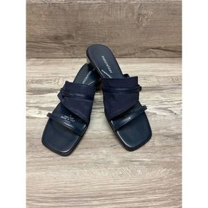 Naturalizer Fabric Upper Blue Faux Vegan Leather Slides Made in Italy Size 7